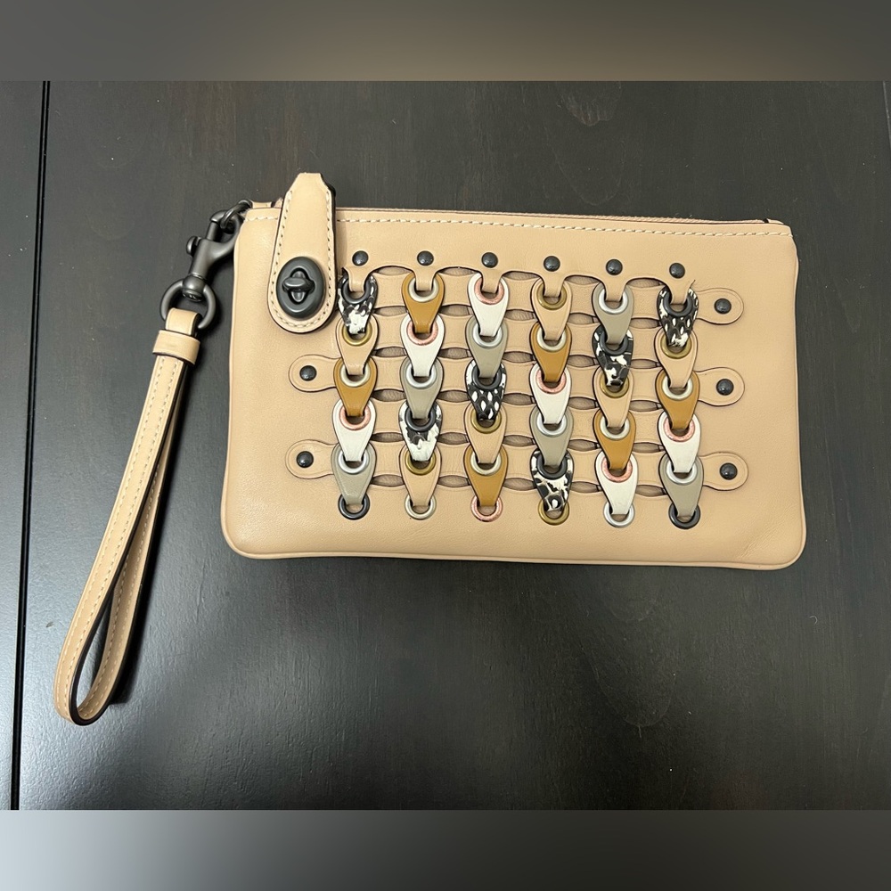 Coach Tan and Black Wristlet